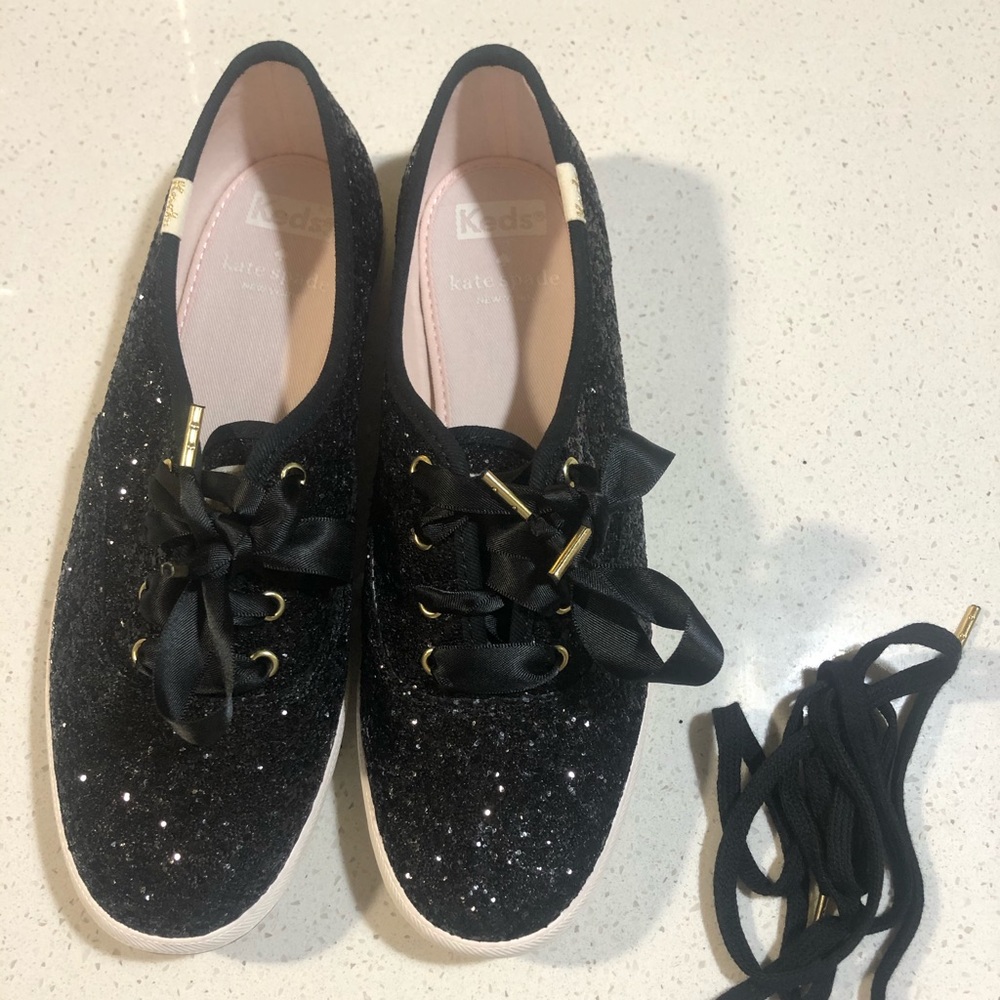 Kate Spade x Keds Black Glitter Shoes ✨